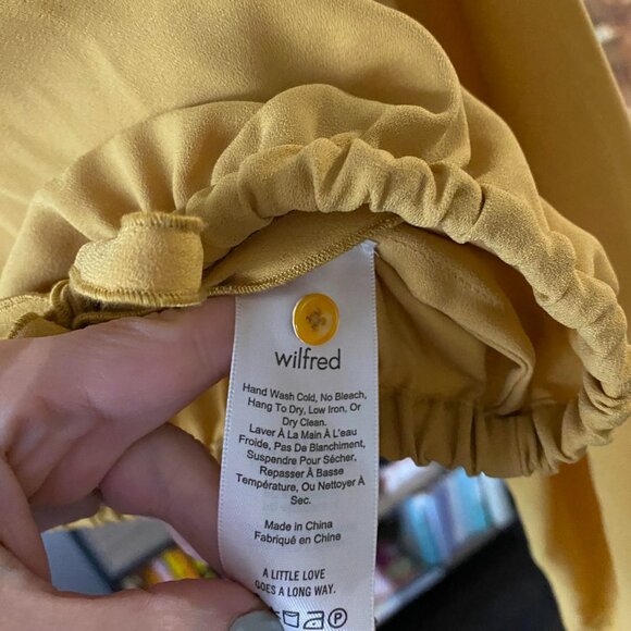 Aritzia Wilfred Eleonora Yellow Ochre Long Sleeve Cropped Blouse Sz XS - Picture 6 of 8